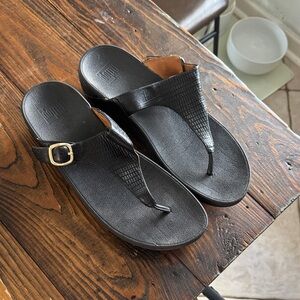 Fitflop Black Sandals with Red Accents